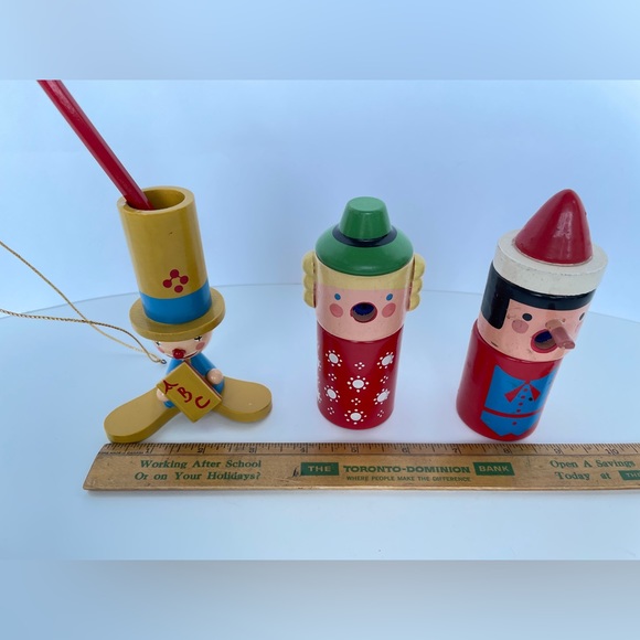 Vintage Wooden Toy Pencil Sharpeners, Pencil and crayon holder - Picture 9 of 16